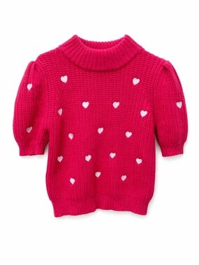 English Factory Hot Pink Heart Crewneck Sweater Size M